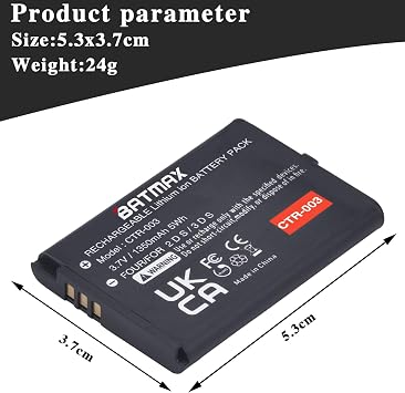 Batmax 1350mAh CTR-003 Battery for Nintendo 3DS 2DS Game Console