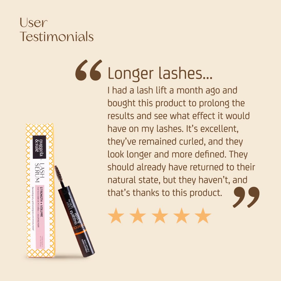 Nuggela & Sulé Lash Serum. Wimpernserum mit Doppelwirkung: Kräftigend und Volumenspendend. Mit Fo-Ti-Extrakt. Durch klinische Studie belegt. 5 ml + 5 ml
