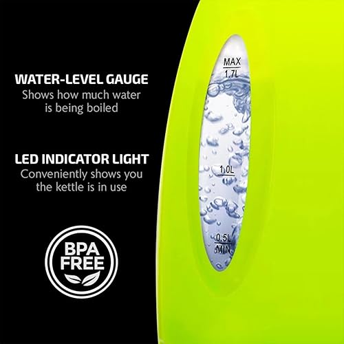 Miniatura 3 de OVENTE KP72G - Hervidor eléctrico de 0.45 g (1.7 litros), calentador de agua inalámbrico de ebullición rápida sin bisfenol A (BPA), apagado