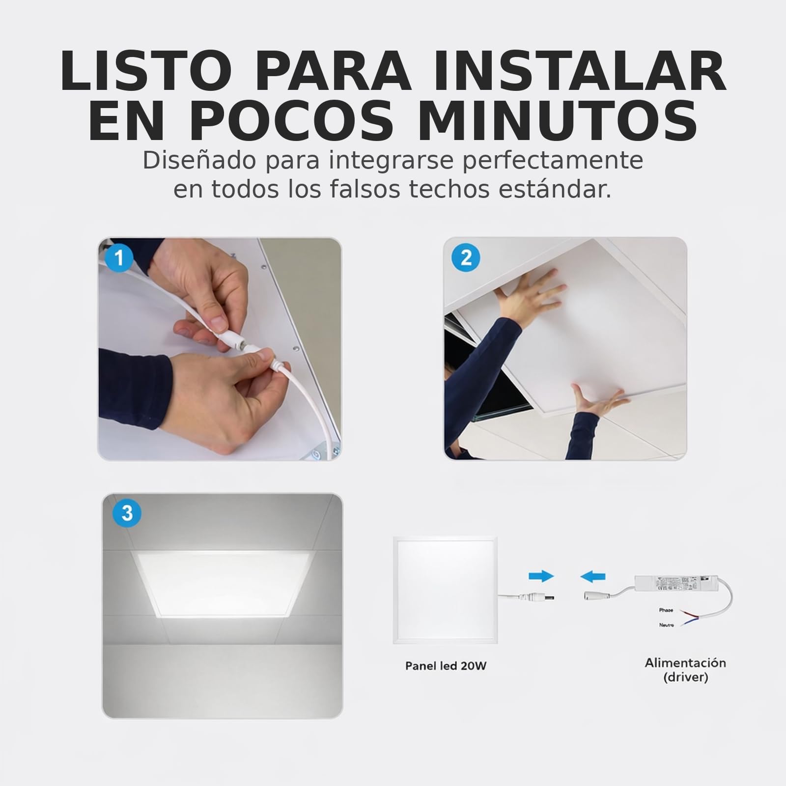 Europalamp - 12 paneles LED Premium Ultra Slim 600 x 600 40 W, blanco neutro 4000 K