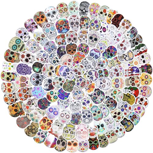 Lote de 120 caveiras adesivas, design mexicano do Dia dos Mortos, adesivo para computador portátil, garrafas de água, bicicleta, tábua de skate, bagagem, telefone, snowboard