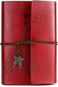 Diário Vintage Feito à Mão, Caderno de Viagem A6 em Couro com Encadernação Artesanal e Folhas Soltas, Bloco de Notas de Bolso