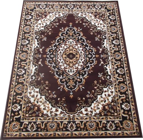 Image of BCF Area Rug 6X8 feet, Brown MJ13 Carpet for Home Decor | Easy to Clean, Anti-Skid Ideal for Living Room, Bedroom, Hall