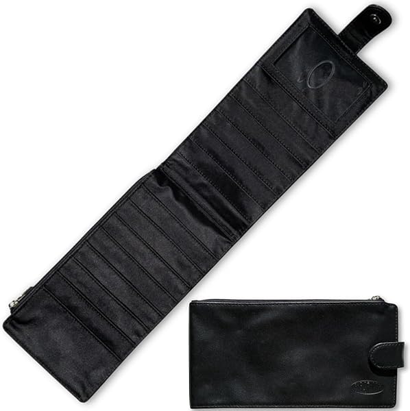 Big Skinny Womens RFID Blocking Leather Monte Cougar Long Wallet (Tuxedo Black)