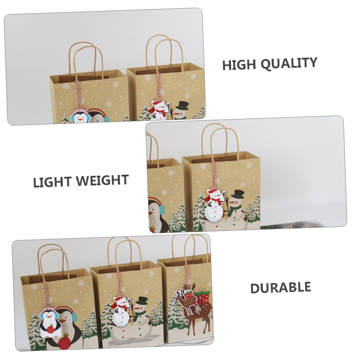 OATIPHO 24piezas Bolsas Navideñas de Obsequio de Papel Kraft Fondo Cuadrado para Embalaje para Fiestas de Navidad Bolsas de Obsequio para Regalos Unidades