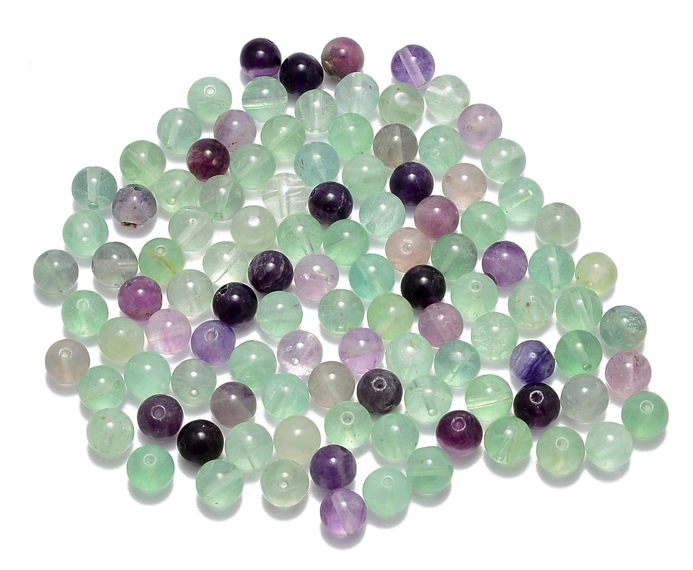 AD BeadsAD Beads 8mm Natural Round Loose Beads 110 Pieces, for Making 108 Mala Prayer Beads Necklace, Bracelet & Yoga Meditation, Jewelry Design (Fluorite)