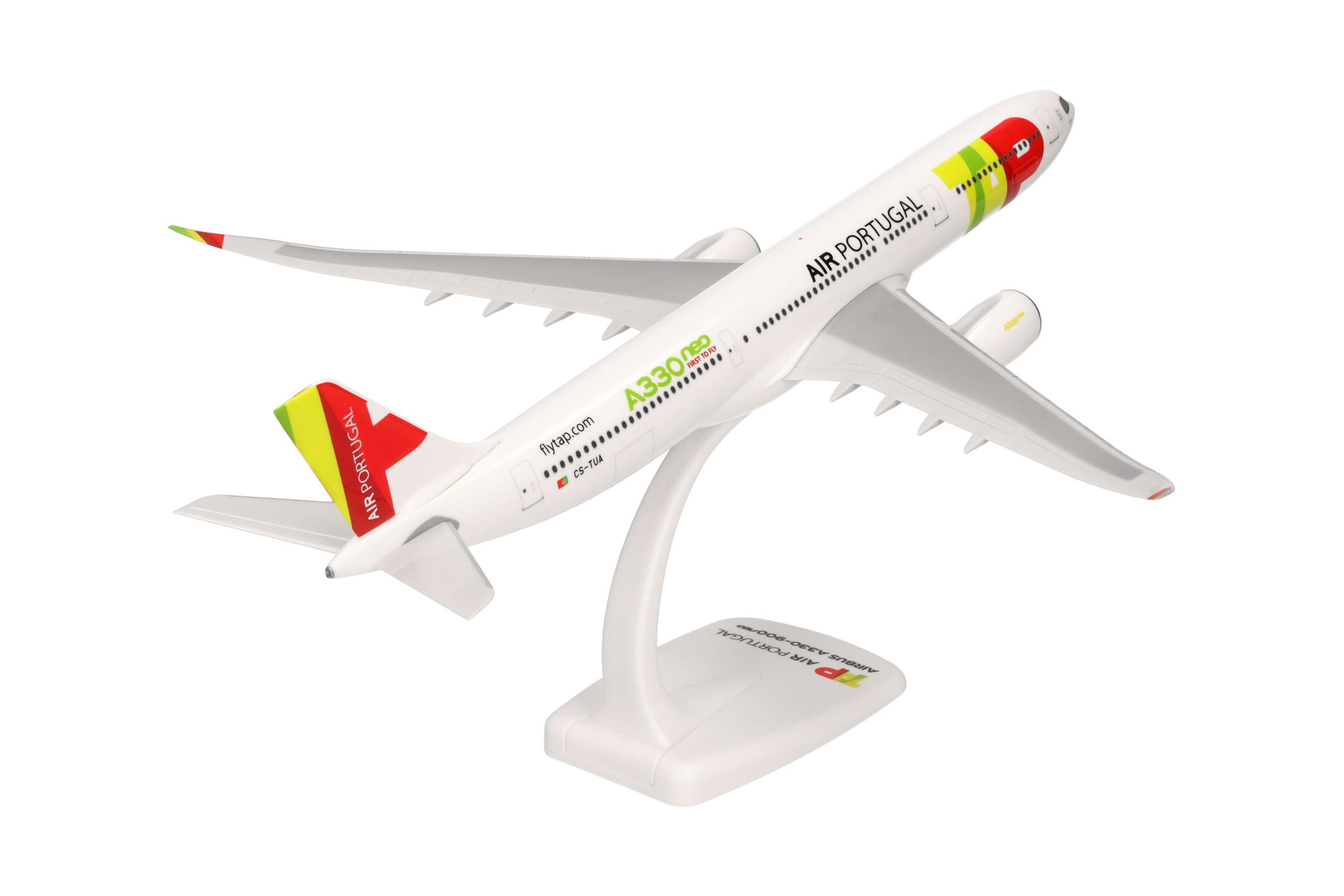 Herpa Snap-Fit aereo in miniatura TAP Air Portugal Airbus A330-900neo, miniatura in scala 1:200, pezzo da collezione, modello con base, plastica