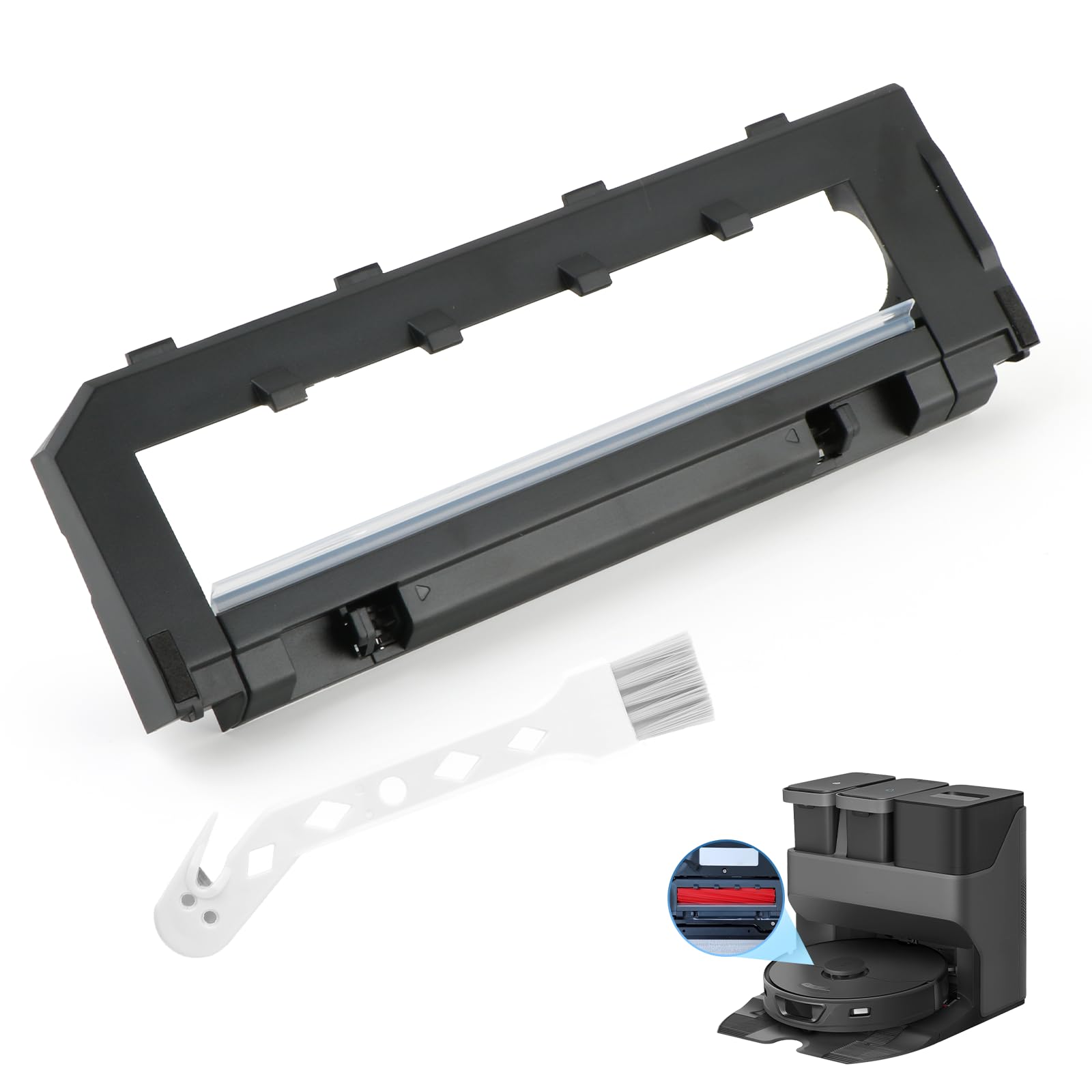 For Roborock S7/S7+/S7 MaxV/S7 MaxV Ultra/S7 MaxV Plus/Q7/Q7+/Q7 Max Q7 Max+ Main Brush Cover for Roborock S7/S7+/S7 MaxV/S7 MaxV Ultra/S7 MaxV Plus/Q Vacuum Cleaner Accessories Sweeping Robot (Black)