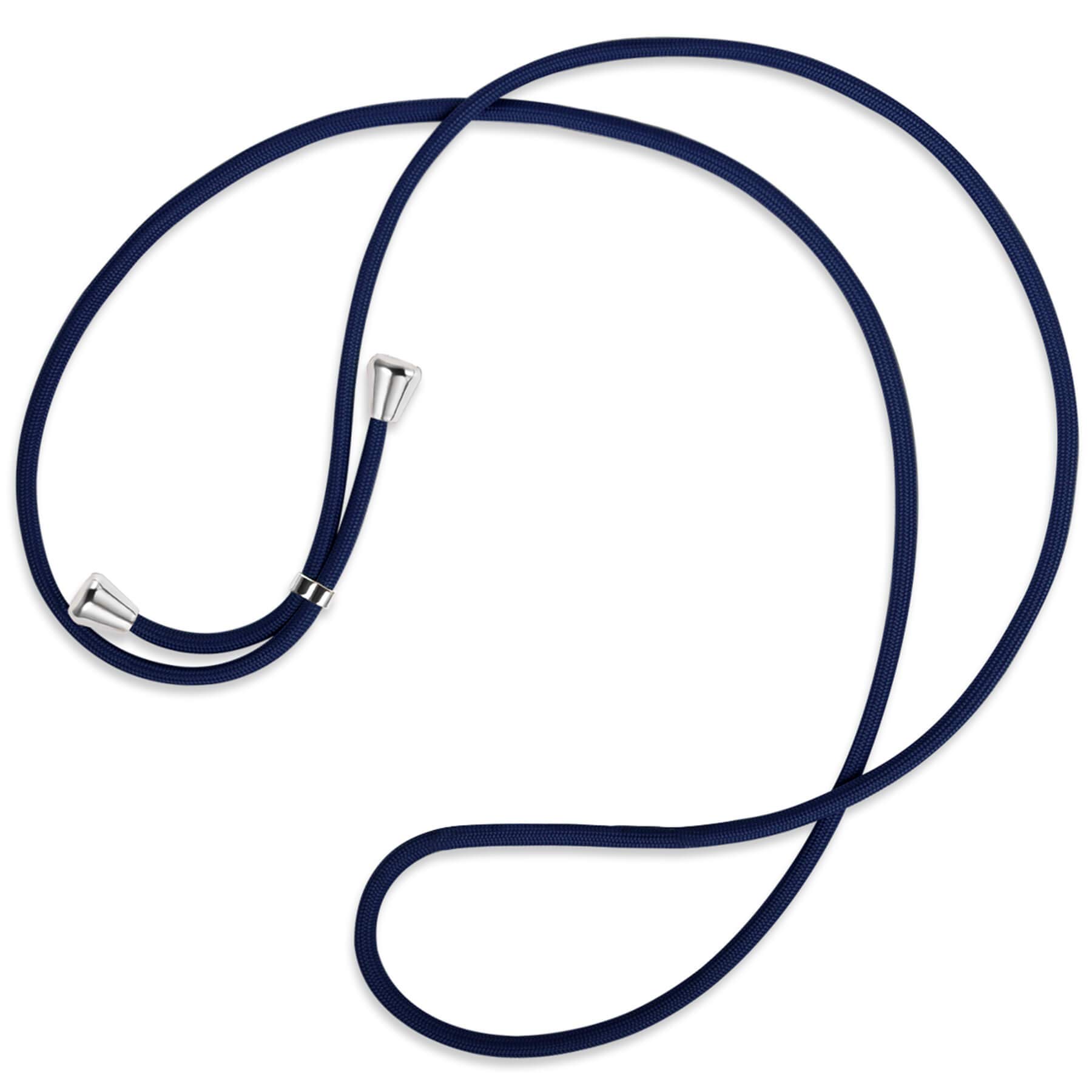 Corda Di Ricambio Per Collana Smartphone – Strisce Blu Con Cappucci In Argento – Fascia In Nylon Regolabile 160 Cm - 3