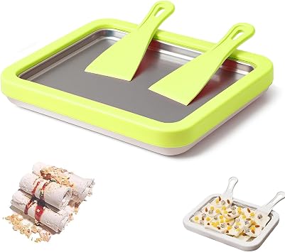 Rolled Ice Cream Maker, At Home Rolled Ice Cream Kit, Diy Homemade Rolled Ice Cream Tray, Suitable for Families and Parties Light green