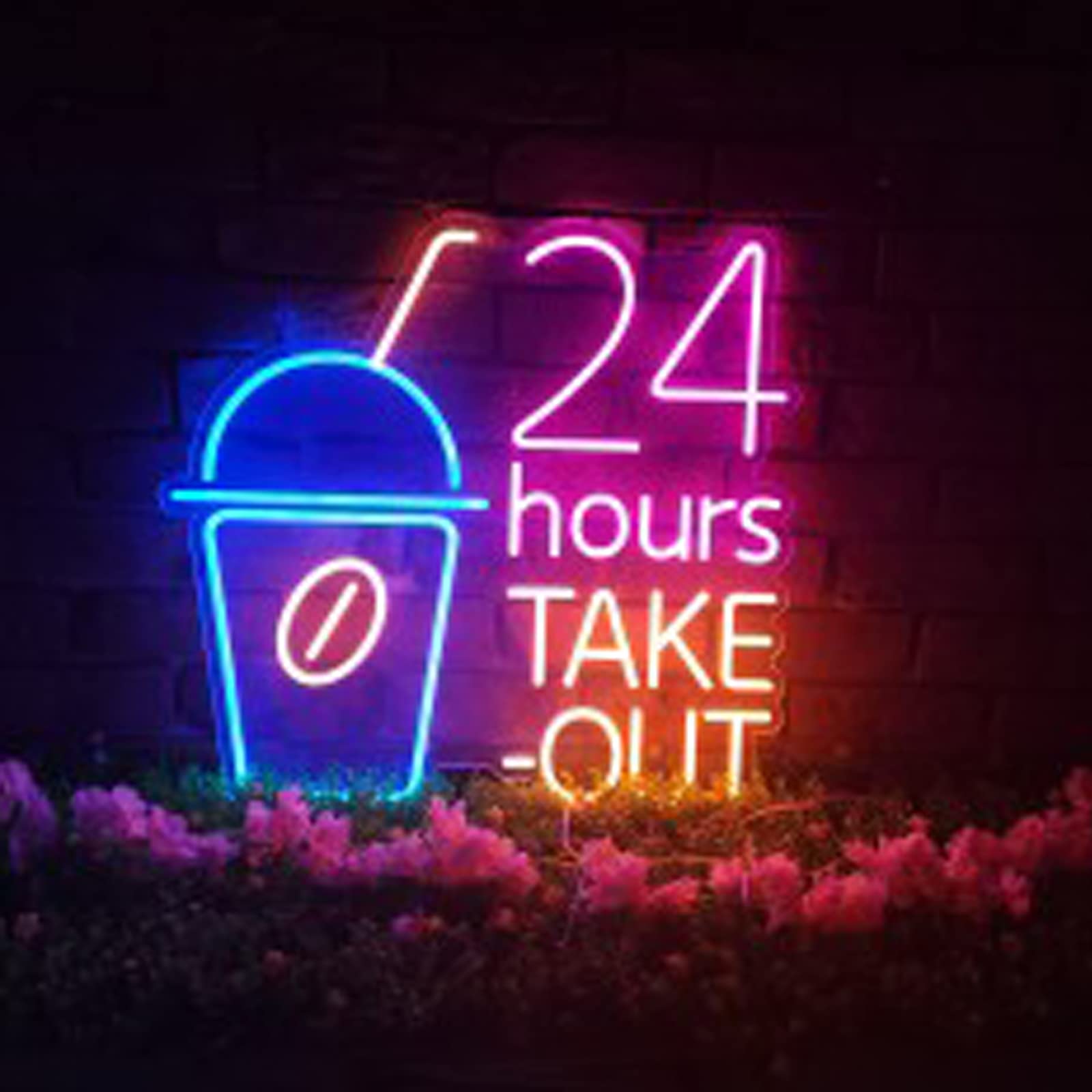 Amazon | ネオンサイン (24 hour take out) LEDネオン看板ネオン管  