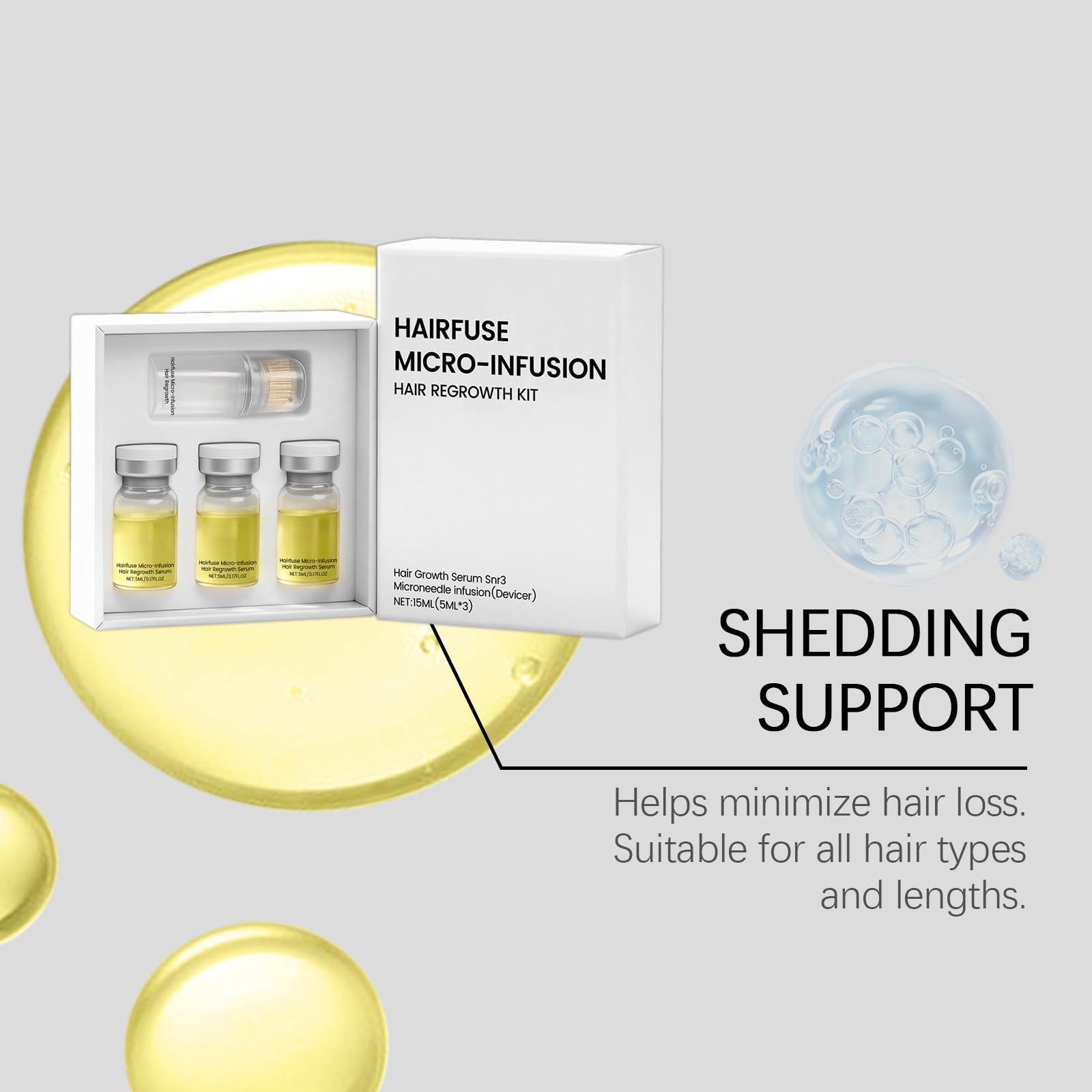 Sistema de Crecimiento del Cabello, Micro-Infusion Hair Regrowth Kit, Tecnología de Microinfusión Indolora