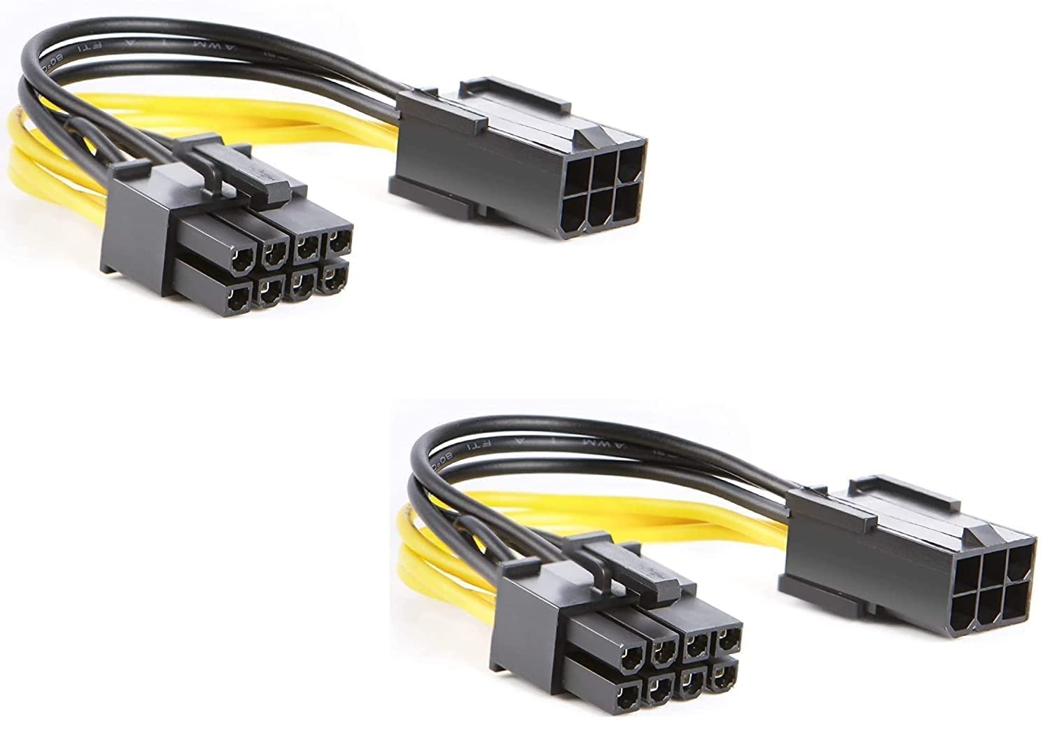 AdzMozi 6-Pin to 8-Pin Pcie Adapter Cable, 6-pin to 8-pin PCIe Express Power Adapter Cable Suitable for Connecting PCI-X Card from ATI and NVIDIA for Video Card (Pack of 2)(Black, Yellow)-image-19