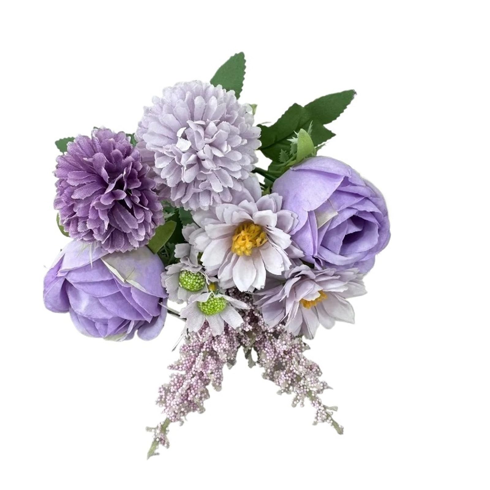 HamPaesk 5pcs Artificial Silk Fake Flowers Green Plant Living Room Decoration Simulation Bouquet(Purple)