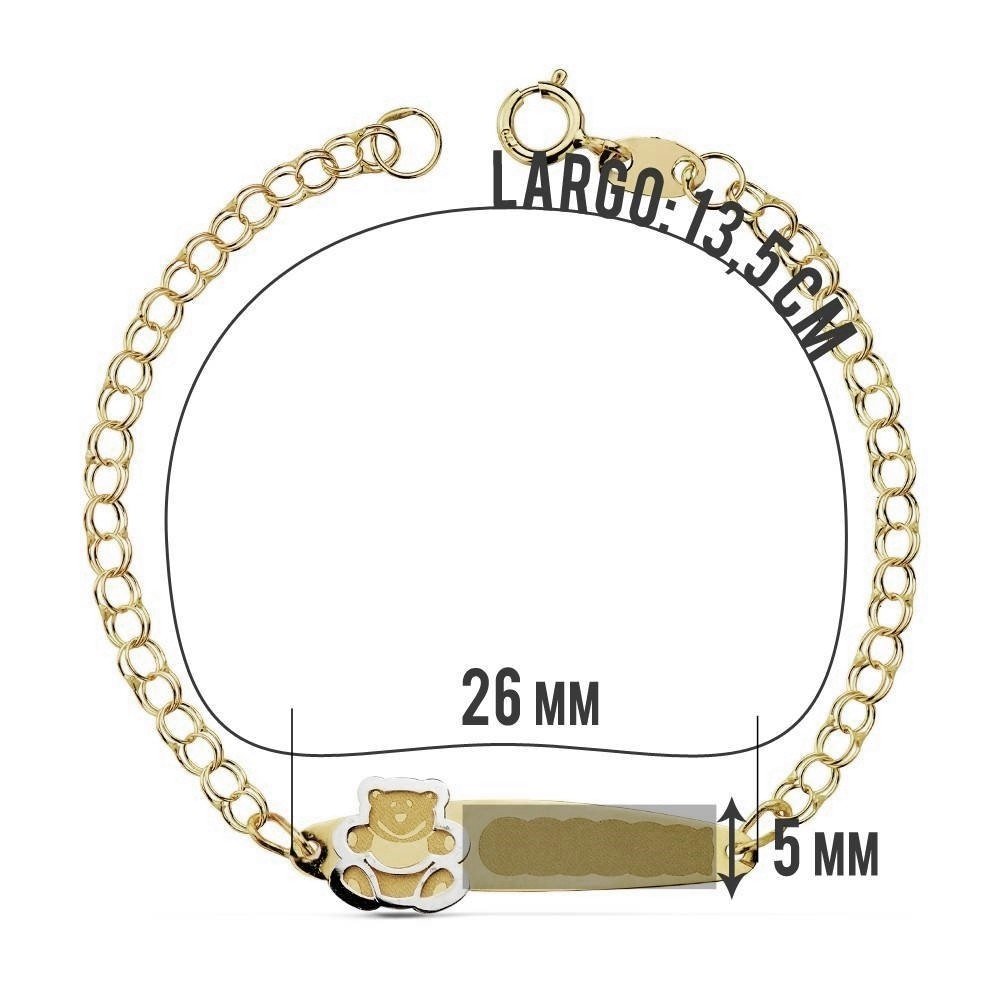 Bracciale rigido con orsetto ungherese in oro 18k da 13,5 cm. [AA7294]