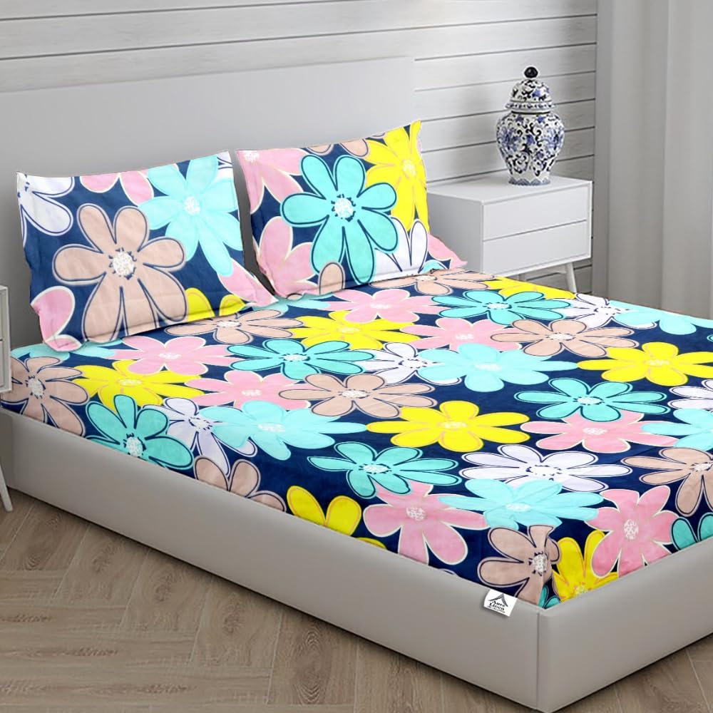Aura Linen™ Premium 90x90 Inch Double Bedsheet with 2 Pillow Covers | Soft & Breathable Cotton Blend | Elegant Printed Design | Perfect for Home & Gifting (Multicolor)-image-9