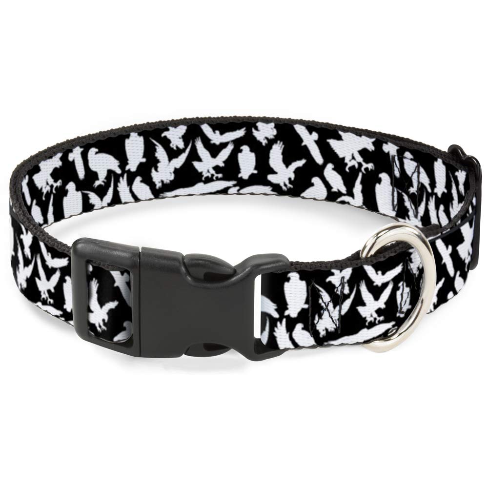Collar de plástico Buckle Down con clip pc-w30545-nl de águilas negro y blanco estrecho grande
