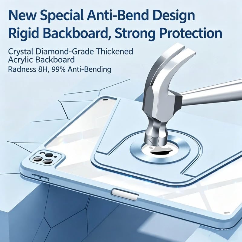 Estuche antichoc Desmontable con Porta‑lápiz para for iPad Mini 6/7 8,3" | Trasera de acrílico transparente, delgada y ligera, soporte magnético giratorio integrado(Gray,For IPad Mini 6)