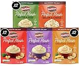 Idahoan Perfect Mash Potato Variety Pack of 8 x 109g - Instant Mashed Potato Family Pack Butter & Herb, Buttery, Bacon & Cheese, Roasted Garlic, Cheddar Cheese Mashed Potaoes Cooks in 1 Minute