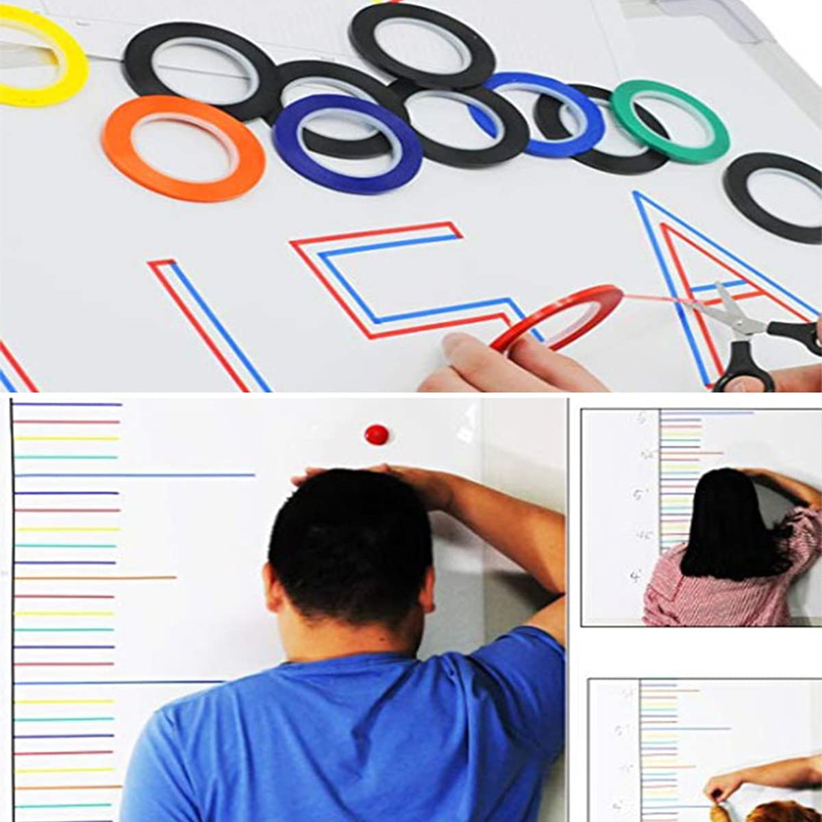 10 Rolles Whiteboard Gridding Tape 3 mm x 66 m Graphic Chart Klebeband PET farbiges Klebeband Selbstklebendes Tape Artist Tape für Whiteboards Blackboard usw