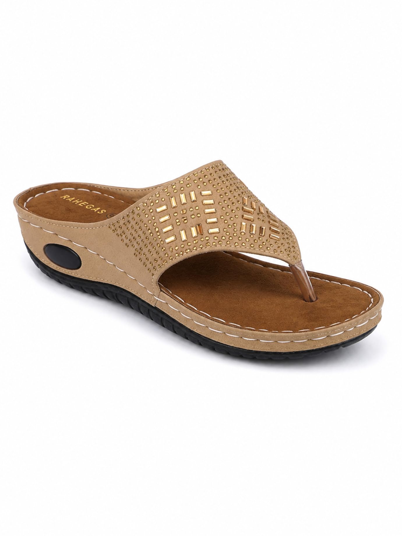RAHEGAS Embellished Orthopedic Flats for Women with PU Sole-picture-17