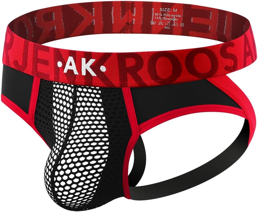 Arjen Kroos Mens Jockstrap Thong Sexy Underwear Mesh Ice Silk Jock Strap Athletic Supporter