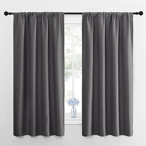 Miniatura 2 de NICETOWN 2 paneles de 42 x 63 pulgadas de largo, cortinas opacas con bolsillo para barra con 4 paneles de 42 x 16 pulgadas de largo, cenefas opacas