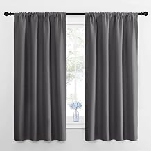 NICETOWN Blackout Curtains Panels for Bedroom - Thermal Insulated Rod Pocket Window Blackout Drapes/Draperies for Living Room (2 Panels, W42 x L63 inches, Grey)