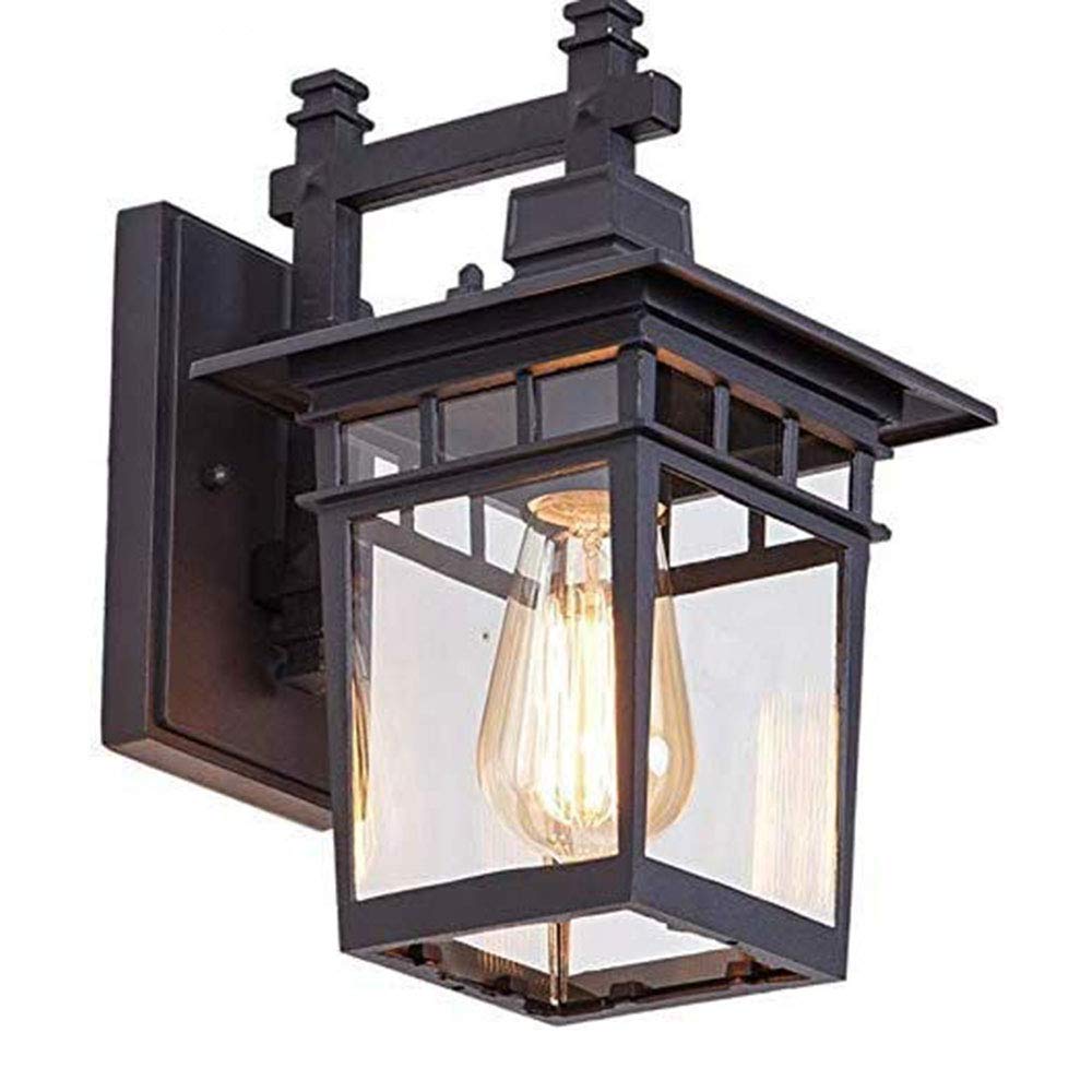 Außenlampe Retro Wasserdichter IP44 Außenwandleuchte Schwarz Wandlampe Aluminiumguss und Glas E27 Wandleuchte Balkon Zaun Gartenlampe Eingangsbeleuchtung Wandbeleuchtung 23 * 18 * 31 cm…