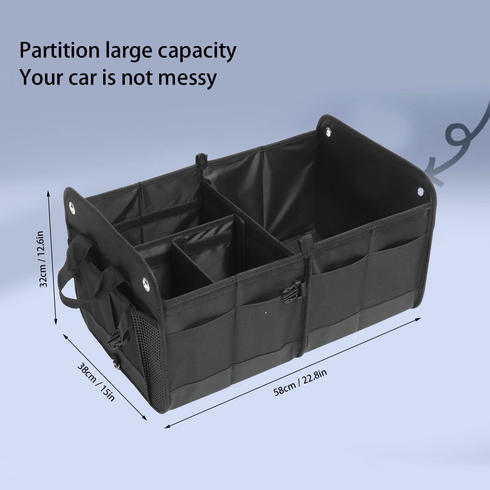 Organizzatore Pieghevole per Bagagliaio per Auto, Scatola di Immagazzinaggio Pieghevole Multifunzionale per SUV e Berlina, Tessuto Oxford 1680D, 1 unità