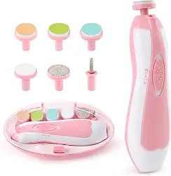 Cortador e Lixa de Unha Elétrico 6 em 1 com Luz LED (Rosa)