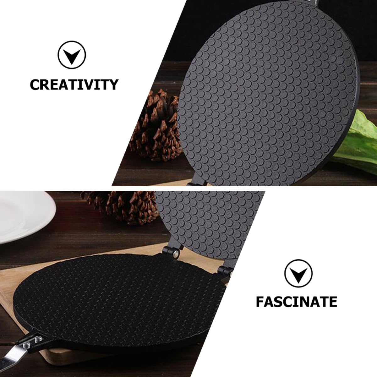 Housoutil Molde Portátil para Hacer Rollitos de Huevo y Conos de Gofre Pequeño, Sartén Antiadherente de Metal, Multifuncional para Cocina Doméstica y Horneado Creativo