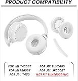 1 Paire Blanc Coussinet Casque et 1 Bandeau pour JBL Tune500BT T450BT T450 TUNE510BT JR300BT de Ecouteur Coussins en Mousse à Mémoire de Remplacement Installation Facile, Ne Convient pour Tune600 BTNC - 2