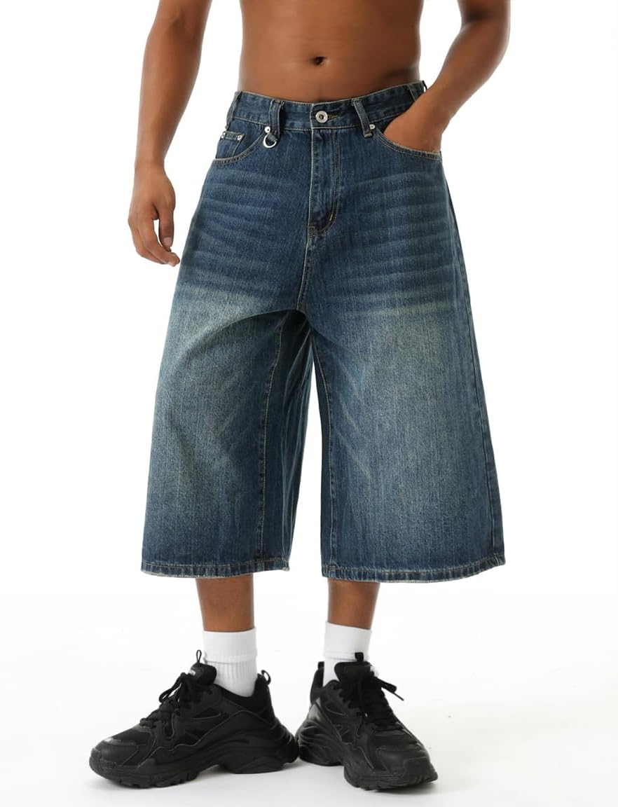 EMMIOL Mens Baggy Jean Shorts Loose Fit Denim Shorts Men Summer Casual Jorts Y2k Hip Hop Short Jeans Streetwear Clothes - Image 2
