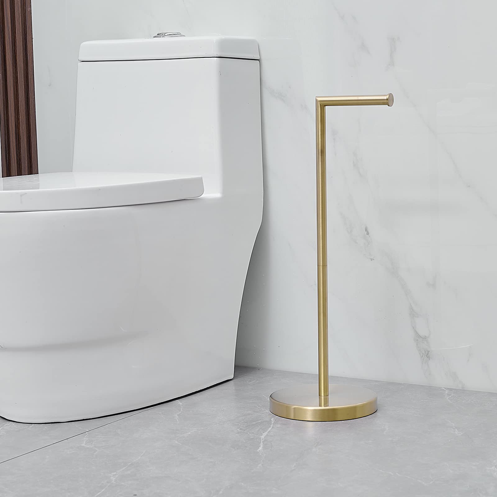 Toilettenpapierhalter Freistehend – Edelstahl Rostfrei, Gebürstetes Gold, Gewichtete Basis, Für 4 Rollen
