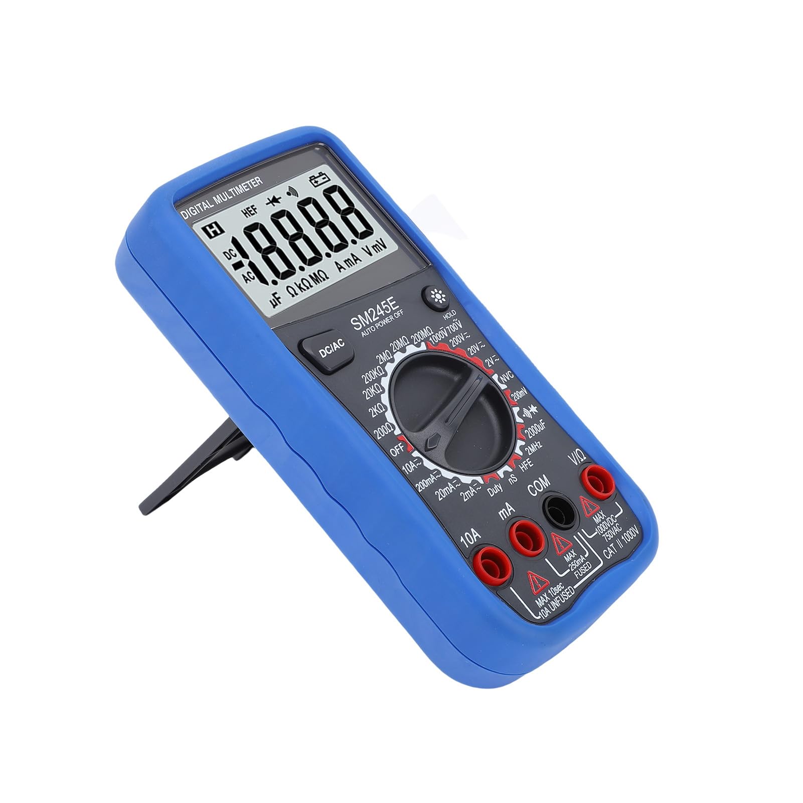Multimetr Cyfrowy Dokładny Podświetlany Ekran LCD dla Elektryków Tester Rezystancji Napięcia i Prądu, do Domowych Prac Elektrycznych Guma ABS Czarny 9 w 1