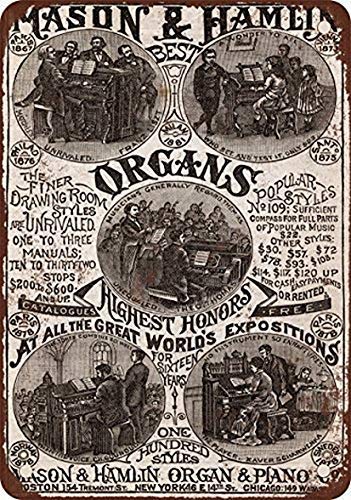 BDTS Plaque en métal avec orgue et piano Mason & Hamlin 20,3 x 30,5 cm