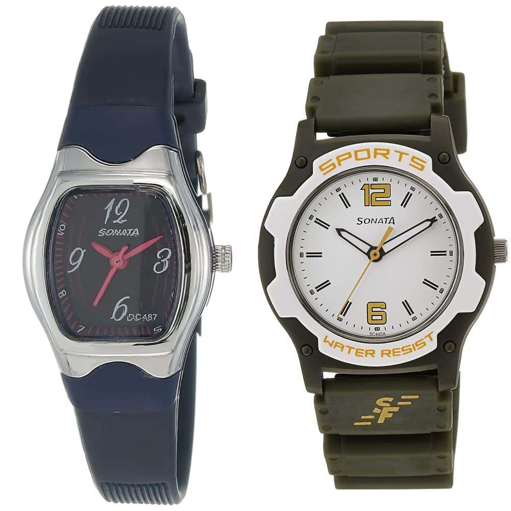 Sonata Men Leather Analog Blue Dial & Silver Dial (Nj8989Pp04C + Nf7921Pp15C) | Rakshabandhan Gifts, Band Color-Black (B07N36JRSX) Amazon Price History, Amazon Price Tracker