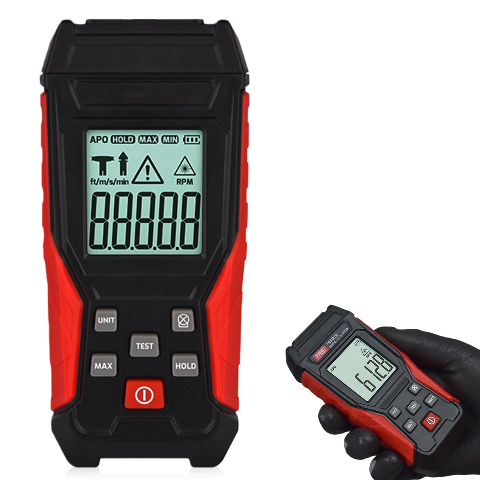 Tachimetro digitale 2 in 1, sensore fotografico laser senza contatto, da 3 a 100000 giri/min, contagiri, sonde di contatto e marcature riflettenti, strumento motore portatile per auto