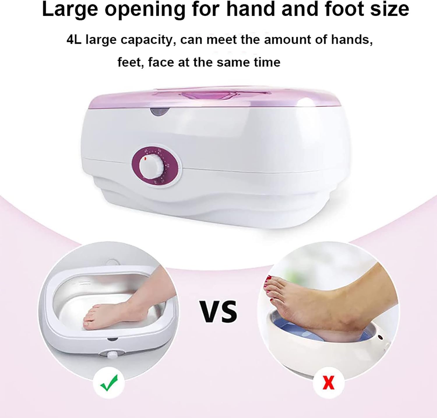 Hand and Foot Paraffin Bath, Moisturize and Renew Skin/Relieve Fatigue, 4L Large Capacity, 0-60 °C Adjustable, Home/Beauty Salon Skin Care Tool,Purple (Black)