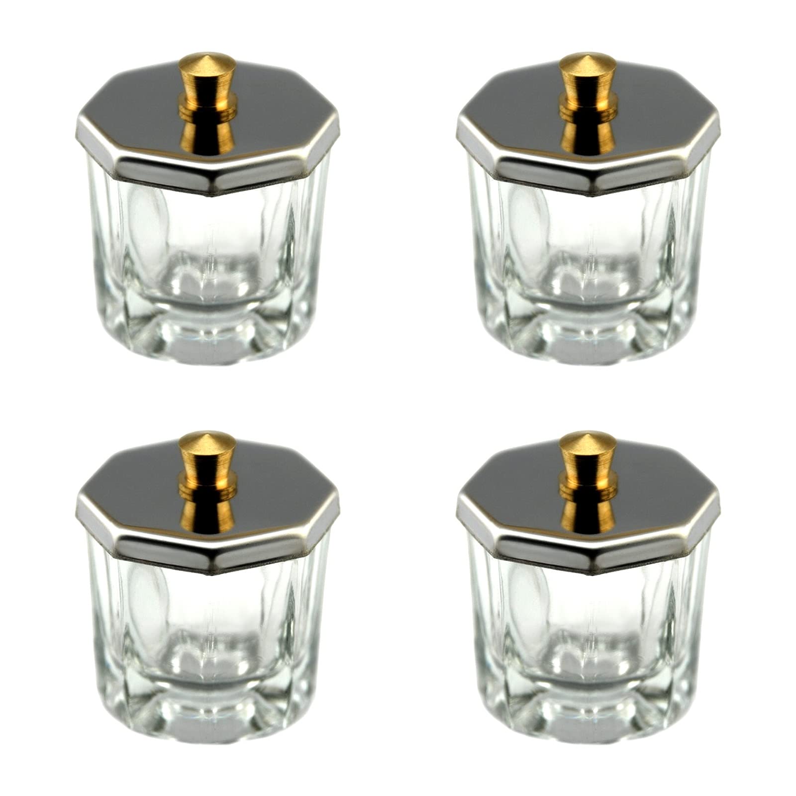 KADS 4Pcs Crystal Glass Dappen Dish for Acrylic Liquid, Nail Dip Powder, Monomer, and Nail Polish Remover