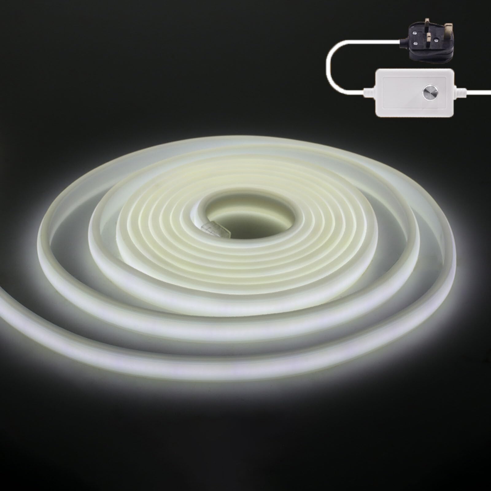 KAFULA 6M Dimmable COB LED Neon Light - 220V High Density Super Bright FCOB LED Strip CRI90+, IP65 Waterproof Flexible, Can be Cut Every 50cm | 288 LEDs/m | | White Light 6000K | Home Decor