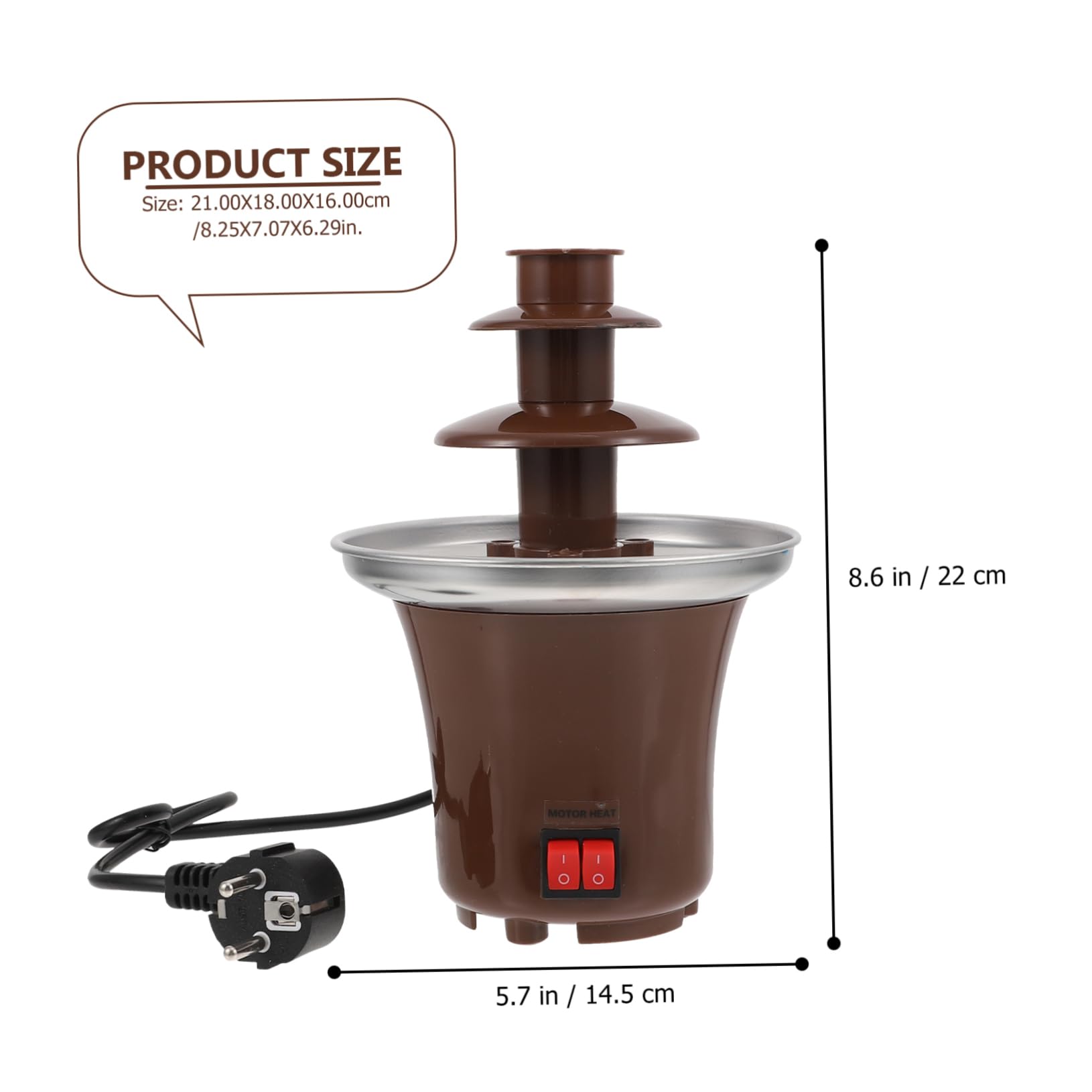 Fontaine à Fondue au Chocolat 3 Niveaux Marron Acier Inoxydable