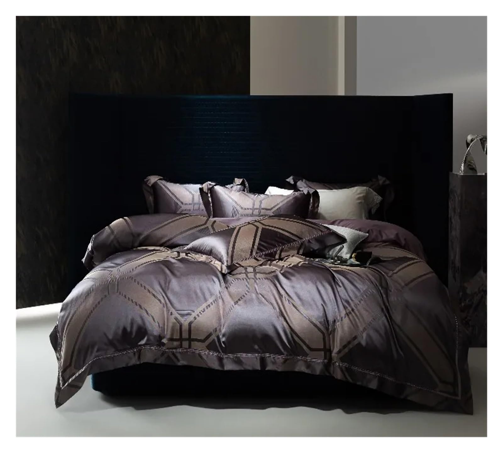 Sbcgfy A 1000Tc Cotton Silk Satin Jacquard Bedding Sets 106''X90''And 90'X90''Us Size Duvet Cover Bed Linen Pillowcase 4Pcs,Cotton Duvet, Queen, Zq-11042,-Queen