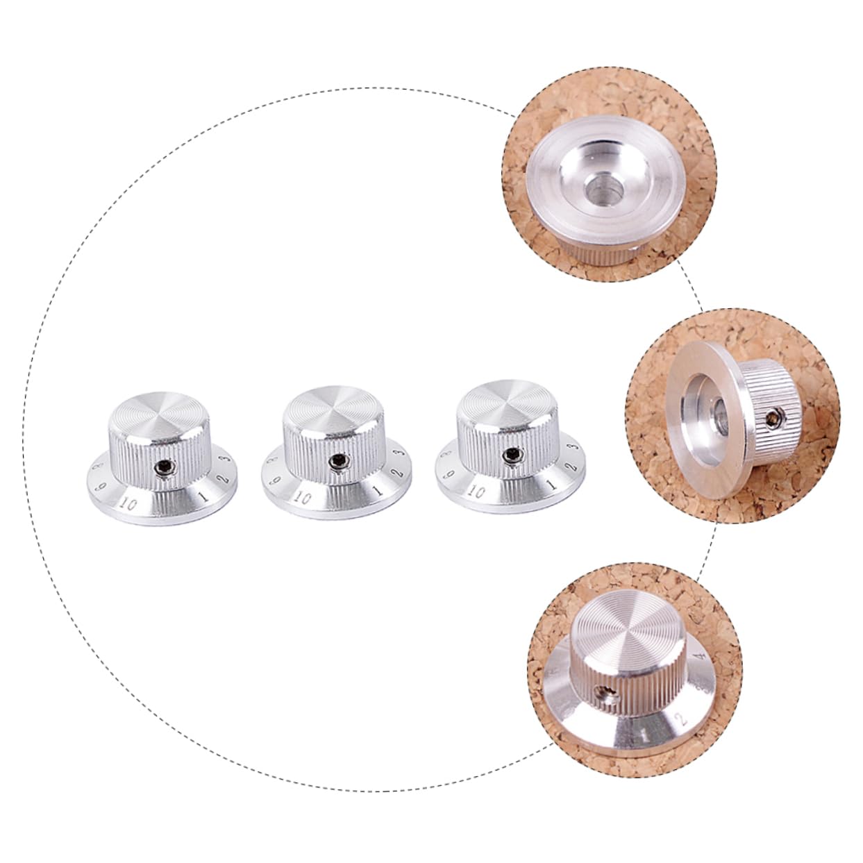 ifundom Set of 3 Metal Guitar Control Knobs Round Guitar Volume Tone Knob for Electric Guitars