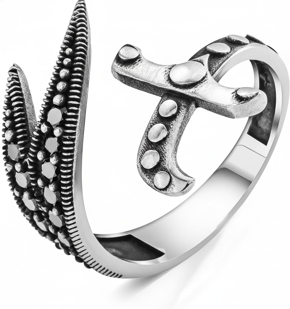 Zulfikar Sword Design Men's Ring, Vintage Oxidized Silver Finish, Islamic Symbol Statement Ring
