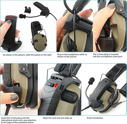 Miniatura 8 de Micrófono y PTT para auriculares con cancelación de ruido Walkerrazor Airsoft (bronceado)