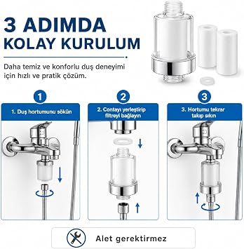 SOGUD Duş Başlığı Filtresi Beyaz - Klor Kireç Tortu Pas Önleyici Duş Su Filtresi Aparatı - PP Pamuk Filtreli Banyo Arıtma Başlığı - Şeffaf Gövde Krom Detaylı Model - 2 Yedek Filtreli