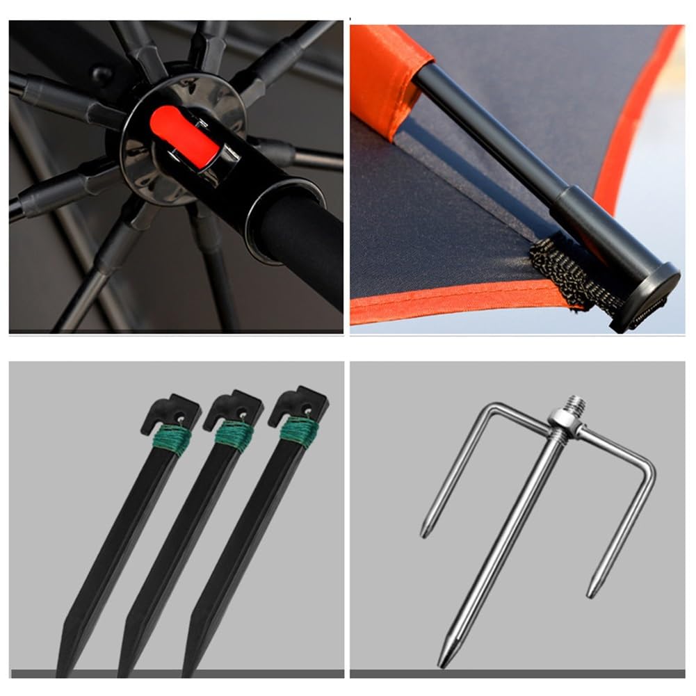 Parasol plażowy 200/220/240/260 cm z torbą transportową, przenośny parasol wędkarski z regulacją nachylenia, ochrona UV 50+, odporny na wiatr
