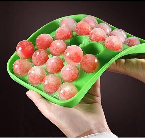 Miniatura 3 de Lesunsul Bandeja de hielo, bandejas de hielo redondas, paquete de 2 bandejas de hielo pequeñas redondas, bandejas de silicona para bolas de hielo,